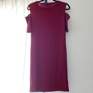 Burgundy Cutout Shoulder Dress